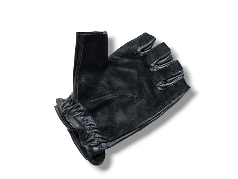 LEATHER FINGERLESS PADDED GLOVES BIKERS TACTICAL SECURITY SPECIAL OPPS & POLICE